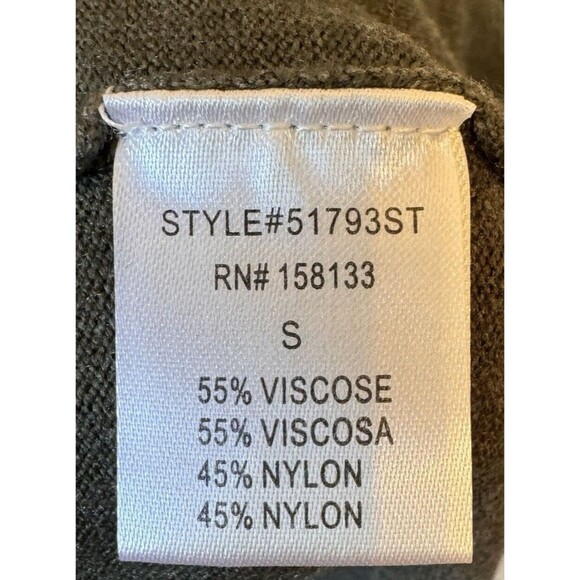 Pink Clover Sweater Cardigan‎ Small Open Olive Green Stretch Pockets NWOT NEW - Picture 7 of 8